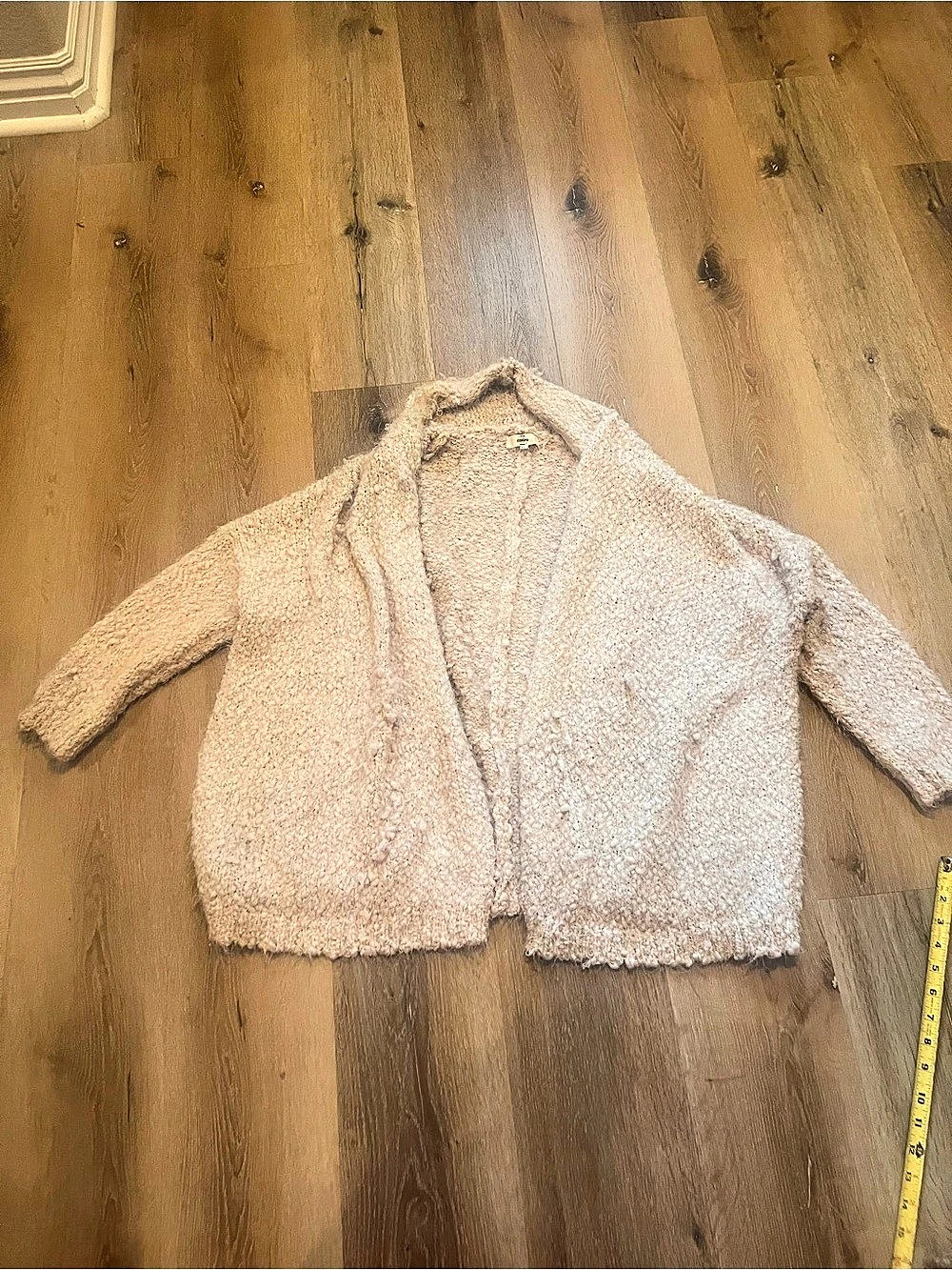 entro Boucle Knit Cardigan in Pink & Cream Size XL Very Cozy!